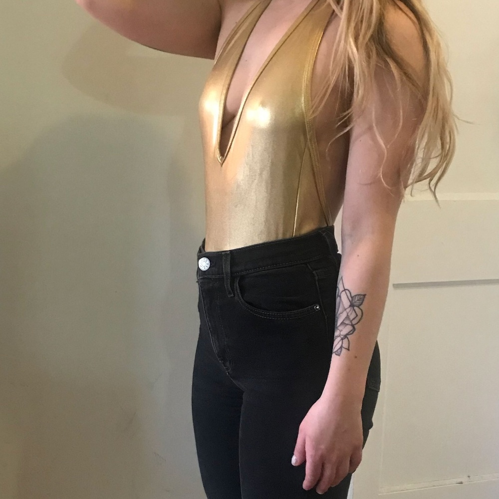 American Apparel Gold Halter Bodysuit
